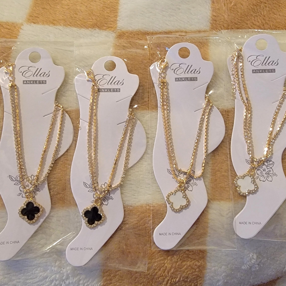 Ella's Anklets with Clover Charms